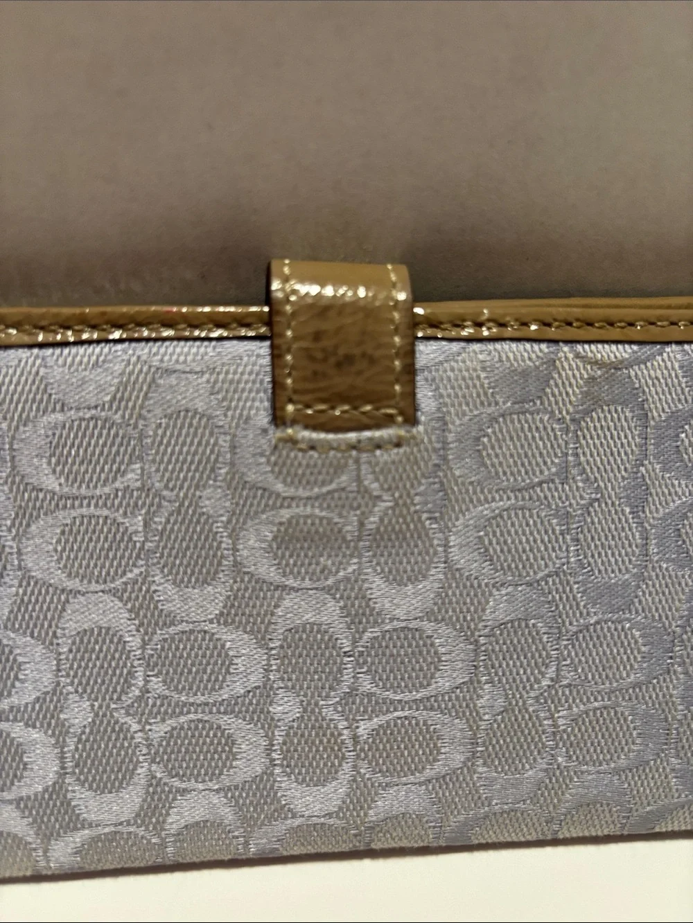 Coach Lavender Signature Continental Wallet with Tan Trim